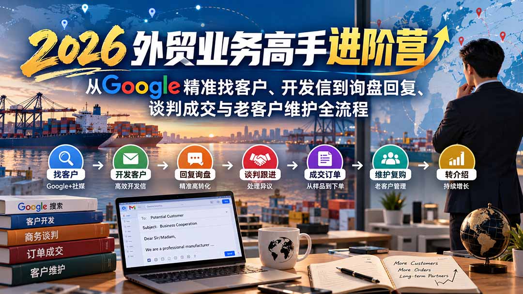 2026外贸业务高手进阶营：从Google精准找客户、开发信到询盘回复、谈判成交与老客户维护全流程