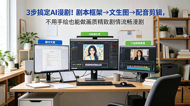 3步搞定AI漫剧！剧本框架→文生图→配音剪辑，不用手绘也能做画质精致剧情流畅漫剧