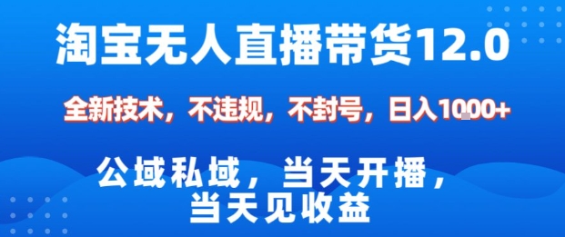 淘宝无人直播12.0，公域私域技术，不封号，不违规布局双十一流量风口，日入1k(独家技术)【揭秘】