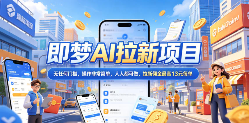 2026年即梦AI拉新项目最新玩法，无任何门槛，操作非常简单，人人都可做，拉新佣金最高13米每单(更新08月07日)