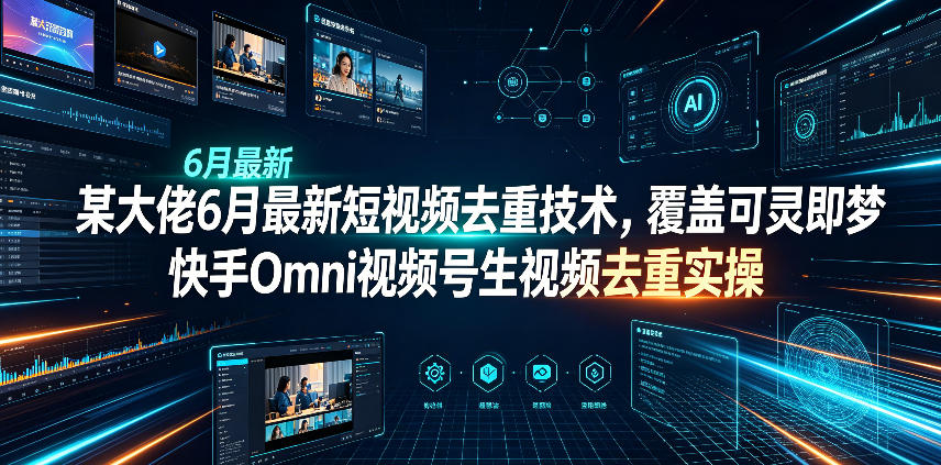 某大佬6月最新短视频去重技术，覆盖可灵即梦快手Omni视频号生视频去重实操