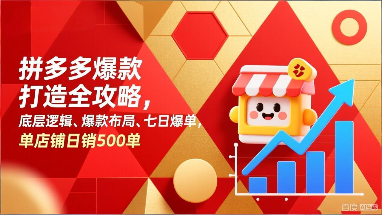 拼多多爆款打造全攻略，底层逻辑、爆款布局、七日爆单，单店铺日销500单