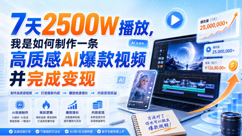 7天2500W播放，我是如何制作一条高质感AI爆款视频并完成变现