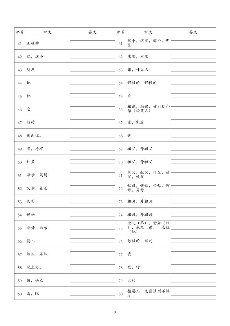 26秋三年级上册英语译林版单词默写表
