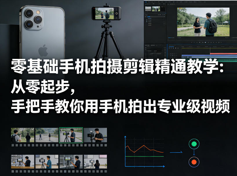 零基础手机拍摄剪辑精通教学：从零起步，手把手教你用手机拍出专业级视频