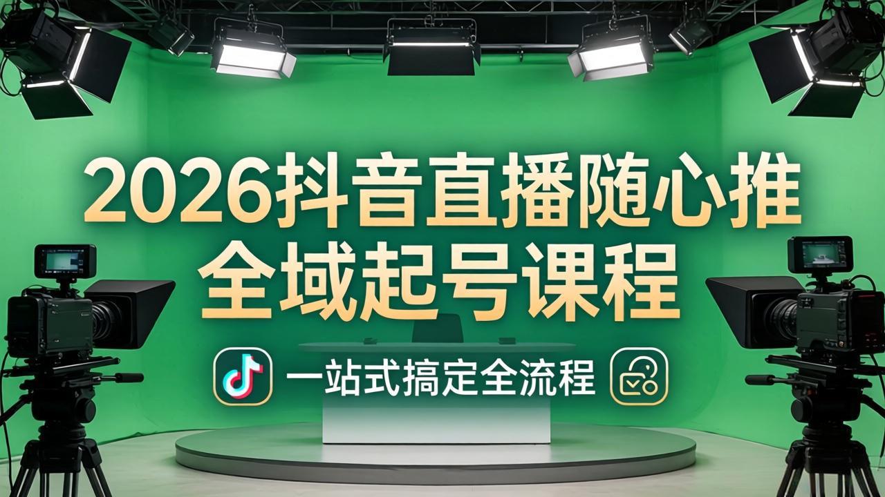 2026抖音直播随心推全域起号课程：一站式搞定直播起号、稳号、放量全流程(更新4月