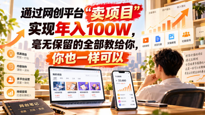 通过网创平台“卖项目”实现年入100W，毫无保留的全部教给你，你也一样可以！【揭秘】