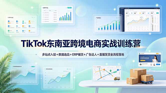 TikTok东南亚跨境电商实战训练营：多站点入驻+数据选品+ERP铺货+广告达人+直播发货全流程落地