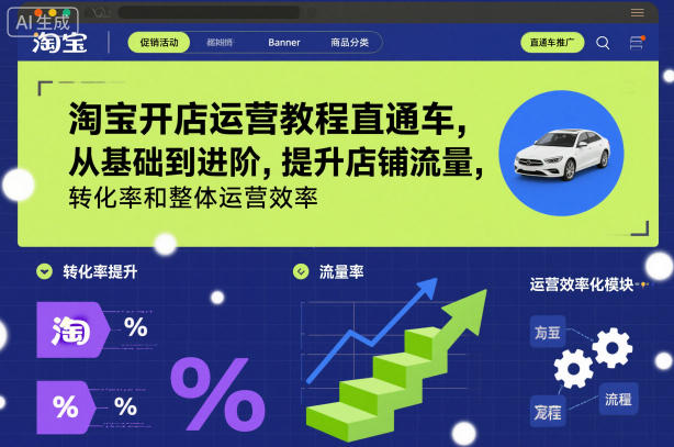 淘宝开店运营教程直通车，从基础到进阶，提升店铺流量，转化率和整体运营效率(更新26年3月24日)