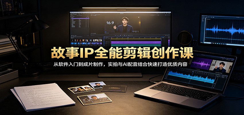 故事IP全能剪辑创作课：从软件入门到成片制作，实拍与AI配音结合快速打造优质内容