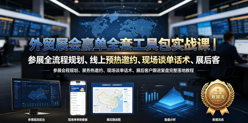 外贸展会赢单全套工具包实战课｜参展全流程规划、线上预热邀约、现场谈单话术、展后客户跟进复盘完整落地教程