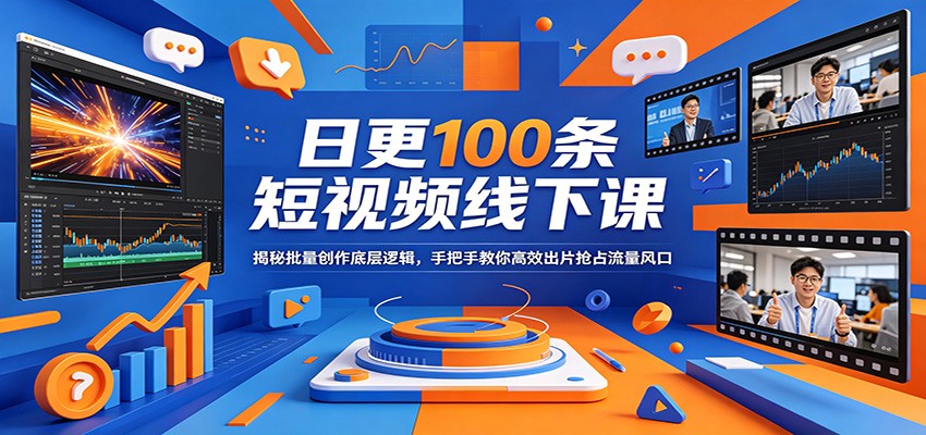 日更100条短视频线下课：揭秘批量创作底层逻辑，手把手教你高效出片抢占流量风口