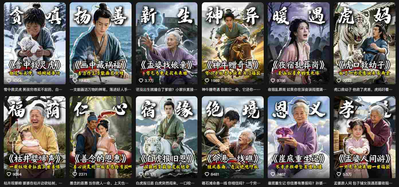 抖音67W粉丝博主的AI民间故事教学，从起号、文案、剪辑到多平台变现全流程，伙伴分成计划接广告等多种收益，月入1W+