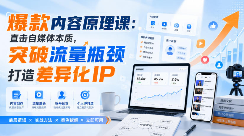 爆款内容原理课：直击自媒体本质，突破流量瓶颈打造差异化IP