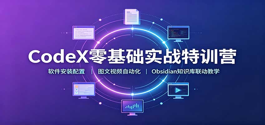CodeX零基础实战特训营：软件安装配置，图文视频自动化，Obsidian知识库联动教学
