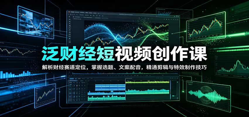 泛财经短视频创作课：解析财经赛道定位，掌握选题、文案配音，精通剪辑与特效制作技巧