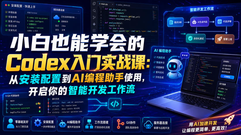 小白也能学会的Codex入门实战课：从安装配置到AI编程助手使用，开启你的智能开发工作流