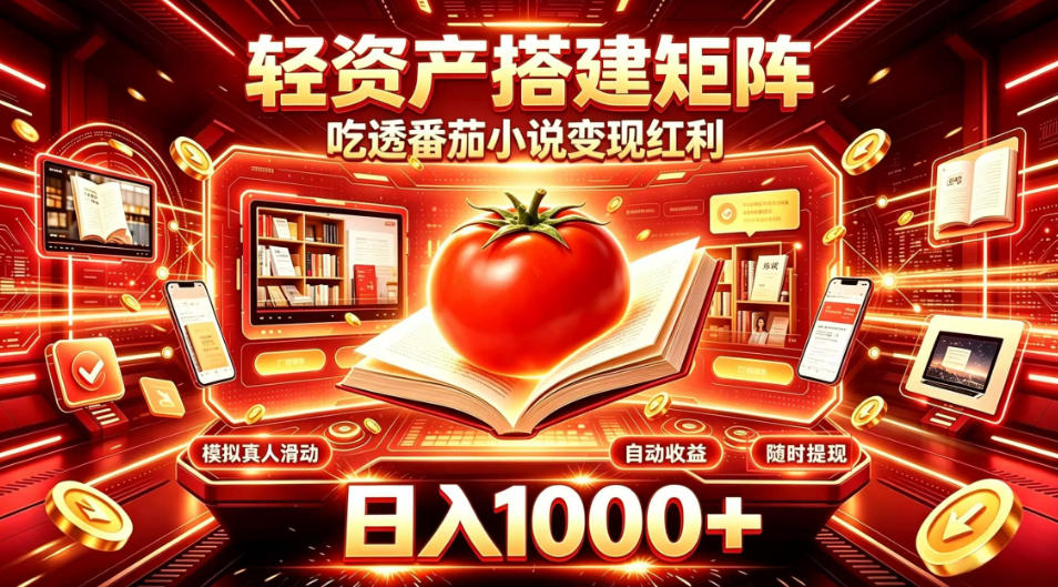 轻资产搭建矩阵，吃透番茄小说变现红利，日入1000+，支持无限矩阵放大【揭秘】