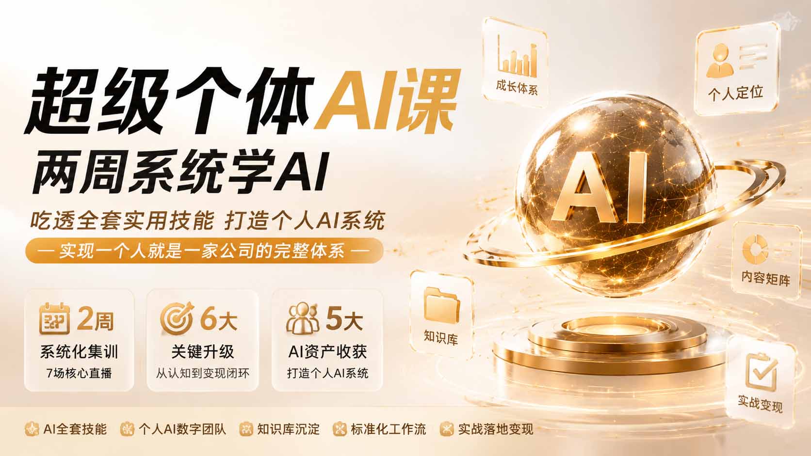 超级个体AI课 两周系统学AI；吃透全套实用技能打造个人AI系统，实现一个人就是一家公司的完整体系(更新0823
