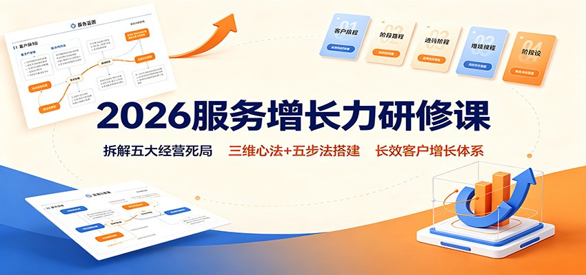 2026服务增长力研修课：拆解五大经营死局，三维心法+五步法搭建长效客户增长体系