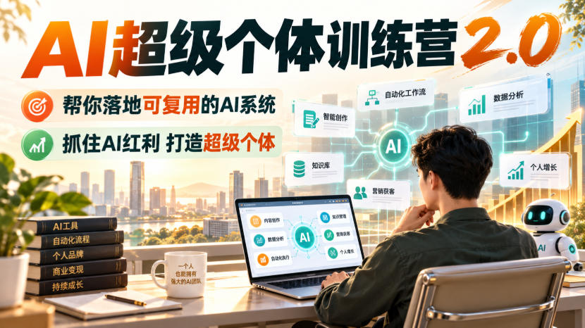 AI超级个体训练营2.0，帮你落地可复用的AI系统，抓住AI红利打造超级个体