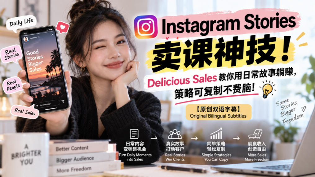 Instagram Stories卖课神技！Delicious Sales教你用日常故事躺賺，策略可复制不费脑！【原创双语字幕】