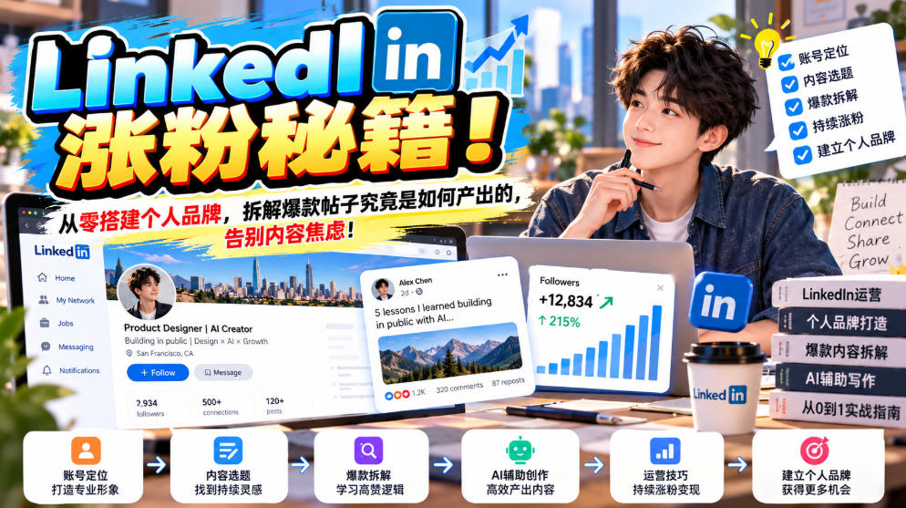 LinkedIn涨粉秘籍！从零搭建个人品牌，拆解爆款帖子究竟是如何产出的，告别内容焦虑！【原创双语字幕】