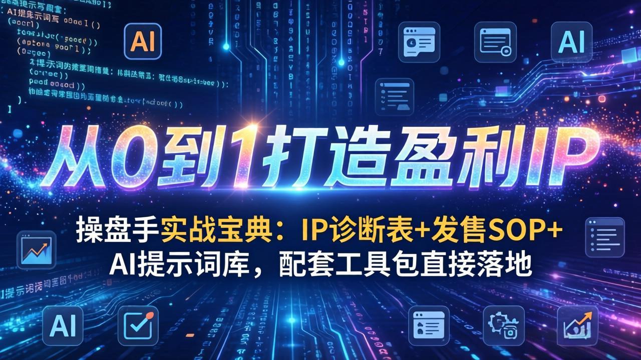 操盘手实战宝典：IP诊断表+发售SOP+AI提示词库，配套工具包直接落地，从0到1打造盈利IP