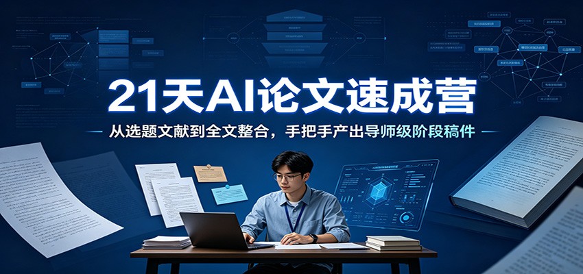 21天AI论文速成营：从选题文献到全文整合，手把手产出导师级阶段稿件