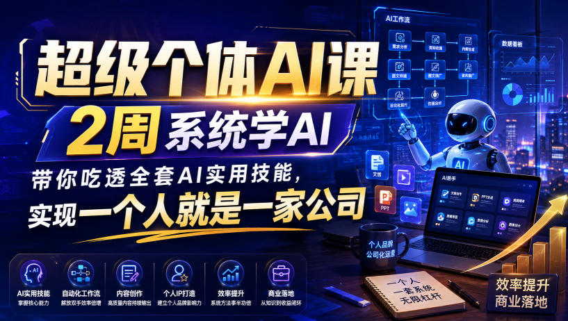 超级个体AI课，2周系统学AI，带你吃透全套AI实用技能，实现一个人就是一家公司(更新0818)