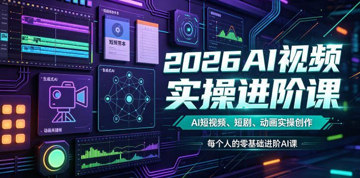 2026AI视频实操进阶课，AI短视频、短剧、动画实操创作，每个人的零基础进阶ai课(更新0825)
