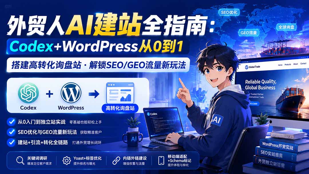 外贸人AI建站全指南：Codex+WordPress从0到1·搭建高转化询盘站·解锁SEO/GEO流量新玩法-更新