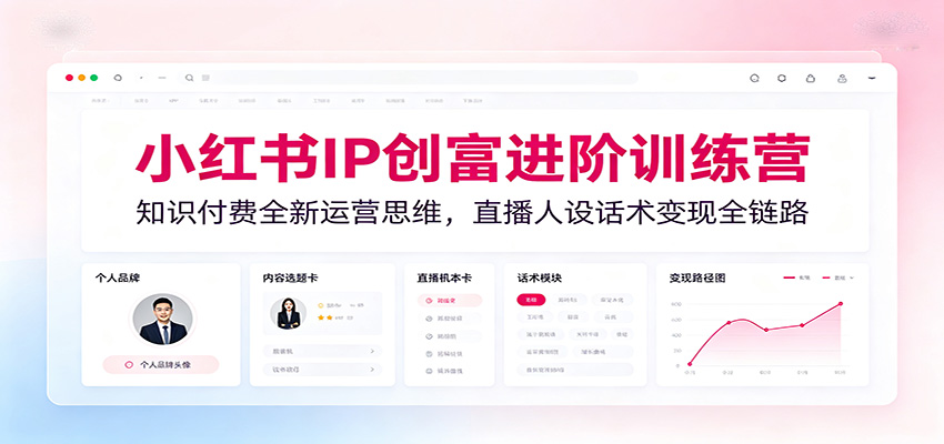 小红书IP创富进阶训练营：知识付费全新运营思维，直播人设话术变现全链路