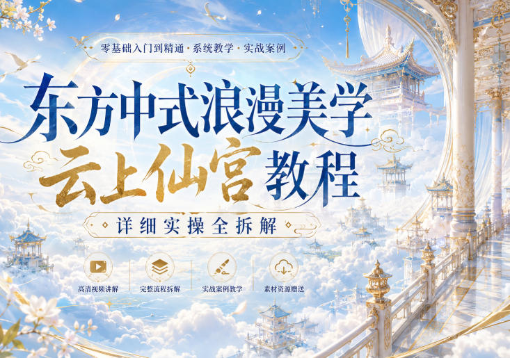 东方中式浪漫美学云上仙宫教程，详细实操全拆解