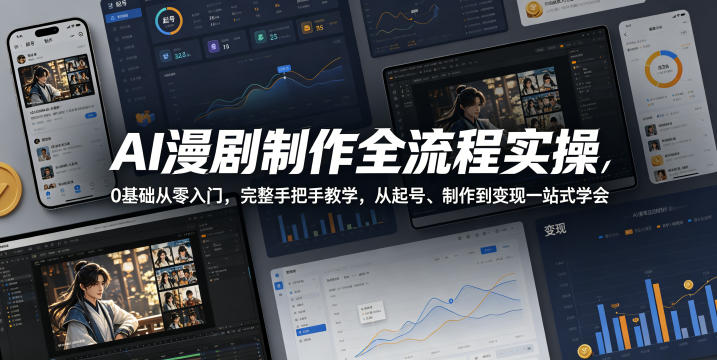 AI漫剧制作全流程实操，0基础从零入门，完整手把手教学，从起号、制作到变现一站式学会(更新)