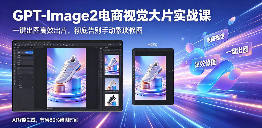 GPT-Image2电商视觉大片实战课，一键出图高效出片，彻底告别手动繁琐修图(更新)