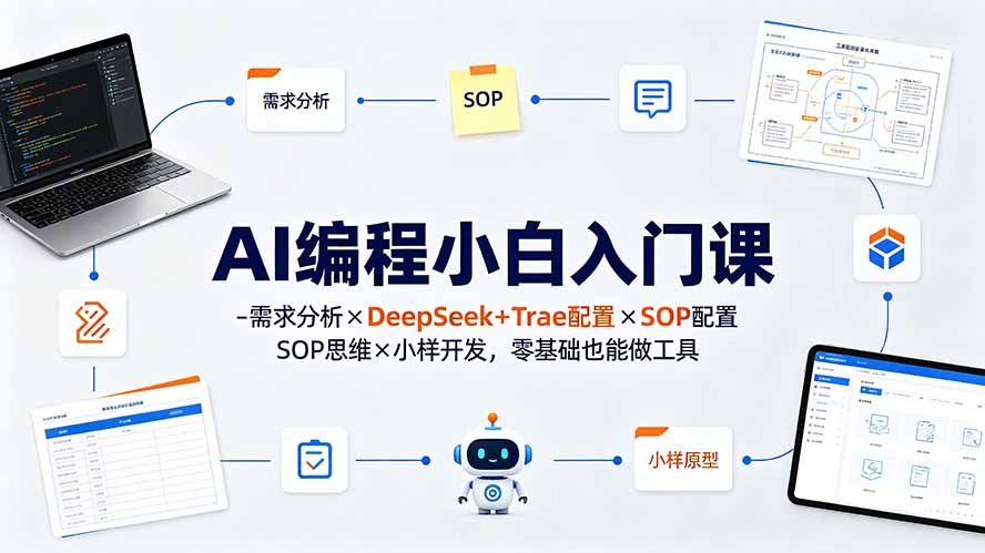 AI编程小白入门课-需求分析×DeepSeek+Trae配置×SOP思维×小样开发，零基础也能做工具