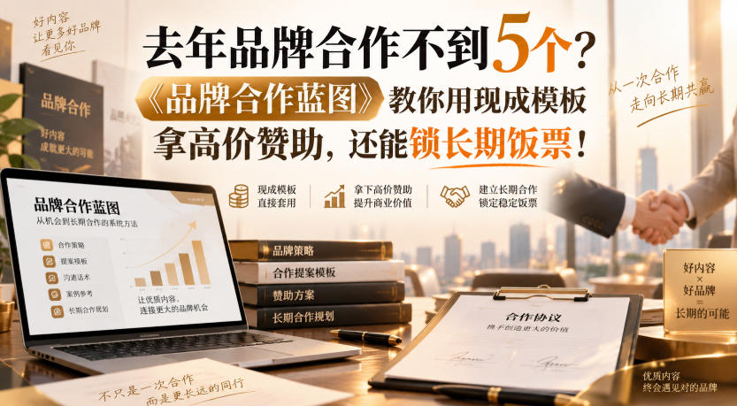 去年品牌合作不到5个？《品牌合作蓝图》教你用现成模板拿高价赞助，还能锁长期饭票！【原创双语字幕】