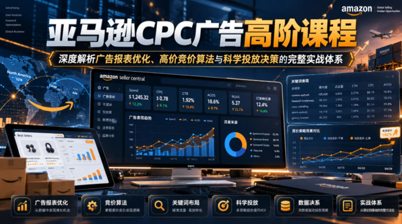 亚马逊CPC广告高阶课程，深度解析广告报表优化、高价竞价算法与科学投放决策的完整实战体系