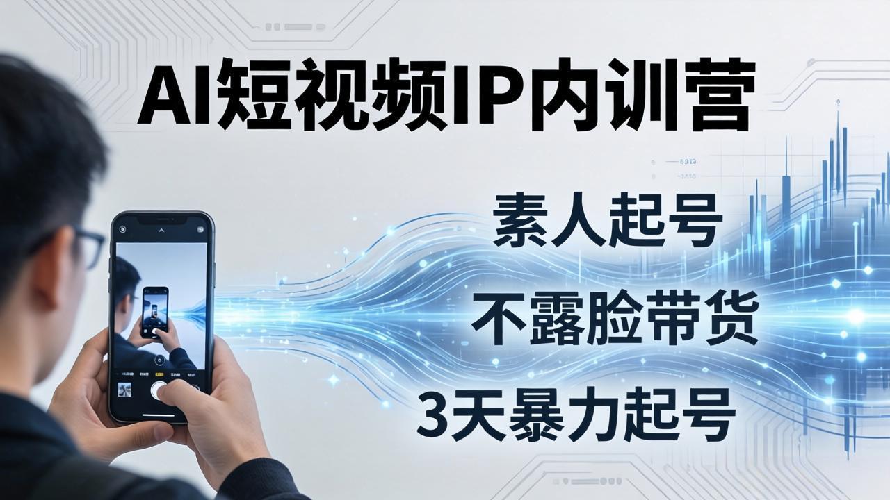 2026AI短视频IP内训营-更新：从素人起号到不露脸带货，3天暴力起号全流程拆解