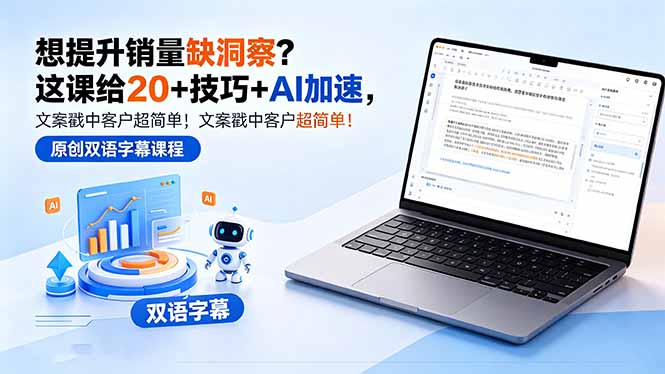 想提升销量缺洞察？这课给 20 + 技巧 + AI 加速，文案戳中客户超简单！【原创双语字幕】