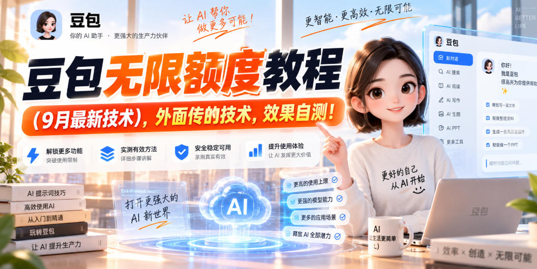 豆包无限额度教程(9月最新技术)，外面传的技术，效果自测！