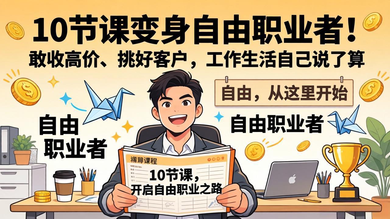 10 节课变身自由职业者！敢收高价、挑好客户，工作生活自己说了算