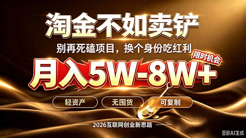 别再傻乎乎埋头跑项目！互联网真正赚钱逻辑：做卖铲人，拒绝当韭菜，逆风翻盘月入5-8W+