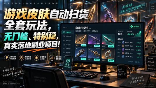 游戏皮肤自动扫货全套玩法，无门槛、特别稳，真实落地副业项目！【揭秘】