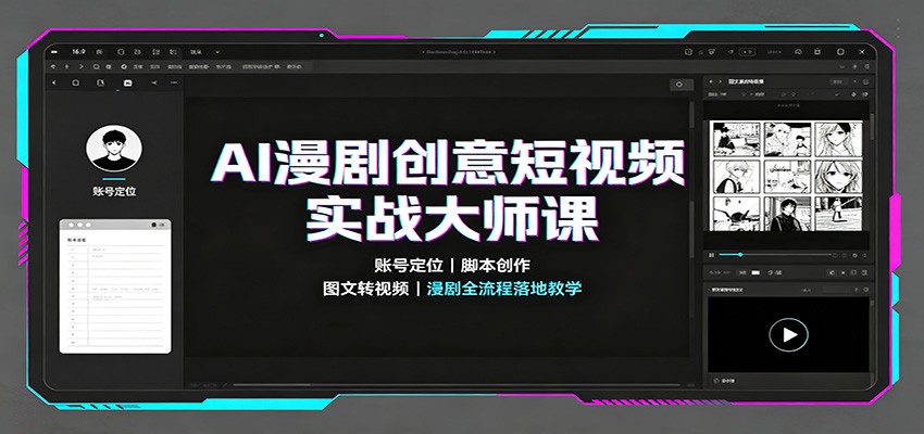 AI漫剧创意短视频实战大师课：账号定位脚本创作，图文转视频，漫剧全流程落地教学