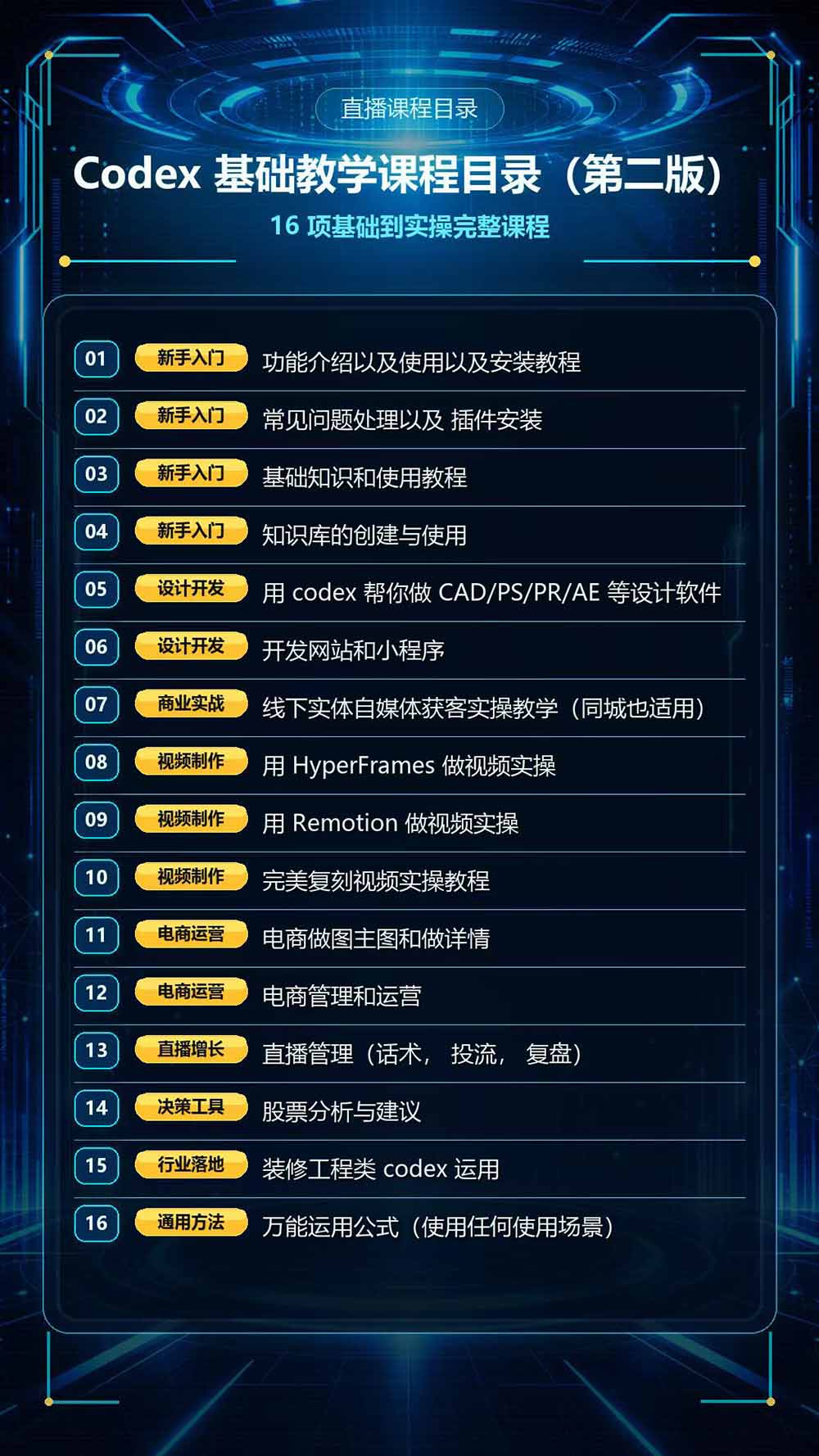 Codex全场景系统实操课-第2期：从安装插件、知识库到设计视频、电商直播与网站开发，掌握AI真实业务落地完整流程
