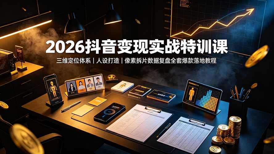 2026抖音变现实战特训课：三维定位体系｜人设打造｜像素拆片数据复盘全套爆款落地教程