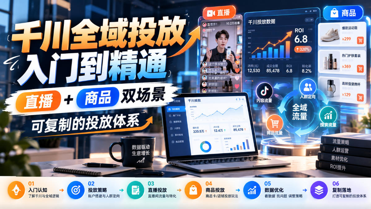 千川全域投放入门到精通,直播+商品双场景,可复制的投放体系(更新1026)