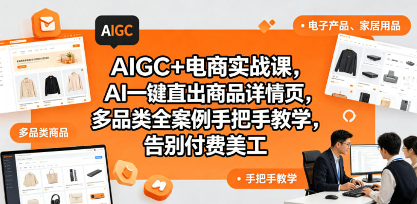 AIGC+电商实战课，AI一键直出商品详情页，多品类全案例手把手教学，告别付费美工(更新0820)